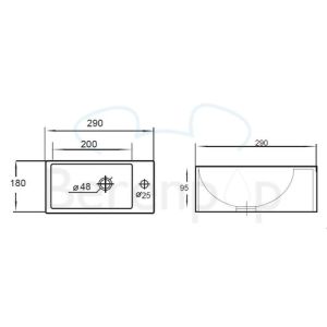 San4U 2508057 Wonder (rechts) fontein 29x18x9,5cm keramiek wit