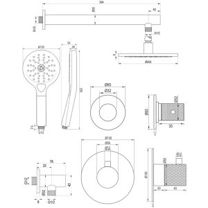 Brauer Carving 5-CE-103 thermostatische inbouw regendouche SET 07 chroom