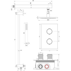 Brauer Carving 5-CE-133 thermostatische inbouw regendouche 3-weg omstelling SET 37 chroom