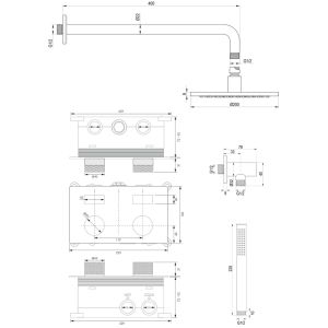 Brauer Carving 5-CE-186 thermostatische inbouw regendouche met drukknoppen SET 51 chroom