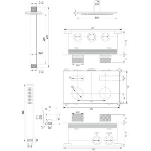 Brauer Carving 5-CE-188 thermostatische inbouw regendouche met drukknoppen SET 53 chroom