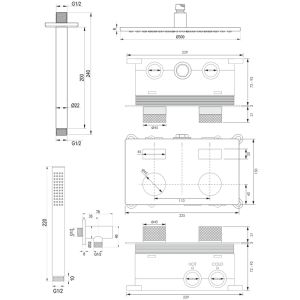 Brauer Carving 5-CE-189 thermostatische inbouw regendouche met drukknoppen SET 54 chroom
