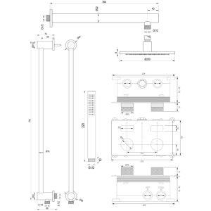 Brauer Carving 5-CE-196 thermostatische inbouw regendouche met drukknoppen SET 61 chroom
