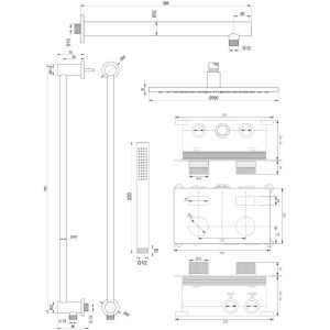 Brauer Carving 5-CE-197 thermostatische inbouw regendouche met drukknoppen SET 62 chroom