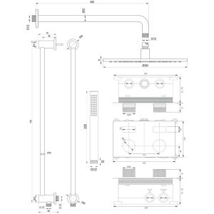 Brauer Carving 5-CE-199 thermostatische inbouw regendouche met drukknoppen SET 64 chroom