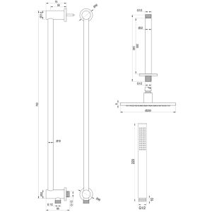 Brauer Carving 5-CE-200 thermostatische inbouw regendouche met drukknoppen SET 65 chroom