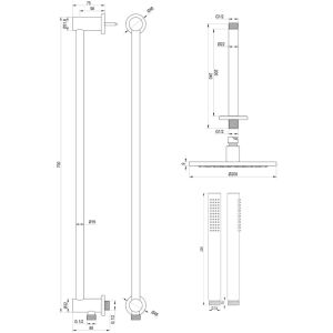 Brauer Carving 5-GG-113 thermostatische inbouw regendouche SET 17 goud geborsteld PVD