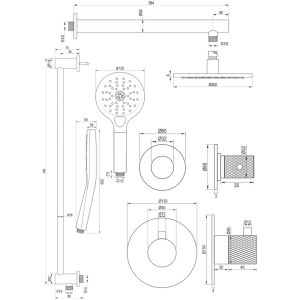 Brauer Carving 5-GK-115 thermostatische inbouw regendouche SET 19 koper geborsteld PVD