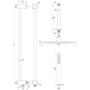 Brauer Carving 5-GK-201 thermostatische inbouw regendouche met drukknoppen SET 66 koper geborsteld PVD