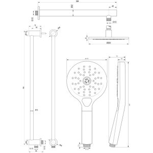 Brauer Carving 5-GK-202 thermostatische inbouw regendouche met drukknoppen SET 67 koper geborsteld PVD