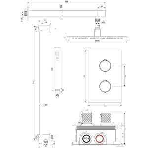 Brauer Carving 5-S-134 thermostatische inbouw regendouche 3-weg omstelling SET 38 mat zwart