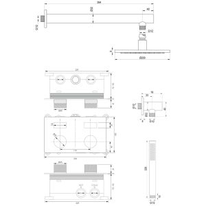 Brauer Carving 5-S-184 thermostatische inbouw regendouche met drukknoppen SET 49 mat zwart