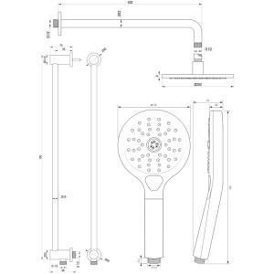 Brauer Carving 5-S-204 thermostatische inbouw regendouche met drukknoppen SET 69 mat zwart