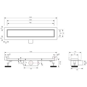 Brauer DR-MRFW100GM douchegoot met multifunctioneel rooster en flens voor wandmontage 7 x 100cm gunmetal geborsteld PVD