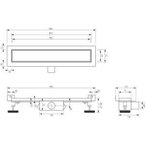 Brauer DR-MRFW80GK douchegoot met multifunctioneel rooster en flens voor wandmontage 7 x 80cm koper geborsteld PVD