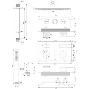 Brauer Edition 5-NG-165 thermostatische inbouw regendouche met drukknoppen SET 54 RVS geborsteld PVD