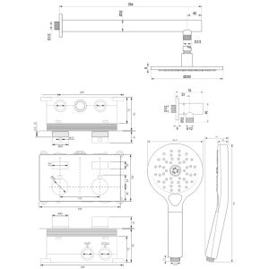 Brauer Edition 5-NG-166 thermostatische inbouw regendouche met drukknoppen SET 55 RVS geborsteld PVD
