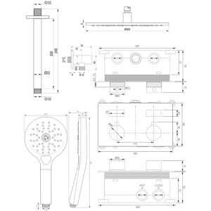 Brauer Edition 5-NG-171 thermostatische inbouw regendouche met drukknoppen SET 60 RVS geborsteld PVD