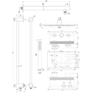 Brauer Edition 5-NG-173 thermostatische inbouw regendouche met drukknoppen SET 62 RVS geborsteld PVD
