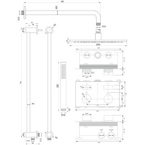 Brauer Edition 5-NG-175 thermostatische inbouw regendouche met drukknoppen SET 64 RVS geborsteld PVD