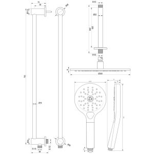 Brauer Edition 5-S-183 thermostatische inbouw regendouche met drukknoppen SET 72 mat zwart