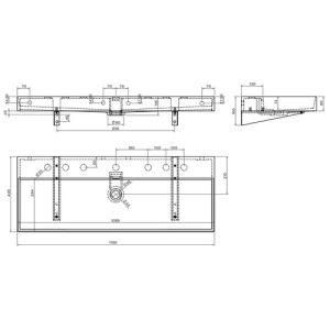 Clou New Wash Me CL0201438 wastafel 110x42cm glanzend wit keramiek