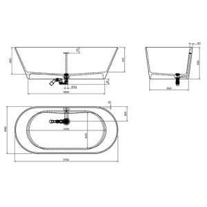 Clou Solium CL0570010 vrijstaand bad 175x80 aluite mat wit