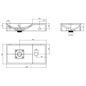 Clou Vale CL030216101R fontein 38x19cm met kraangat rechts mat wit keramiek