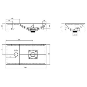 Clou Vale CL033016101L fontein 38x19cm met kraangat links mat zwart keramiek