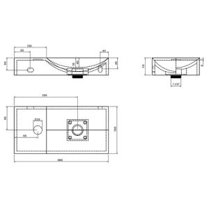 Clou Vale CL0330161L fontein 38x19cm zonder kraangat links mat zwart keramiek
