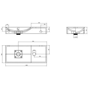 Clou Vale CL033016201R fontein 45x19cm met kraangat rechts mat zwart keramiek