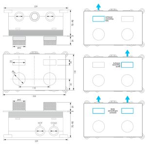 Brauer Carving 5-GK-204 thermostatische inbouw regendouche met drukknoppen SET 69 koper geborsteld PVD