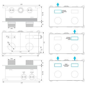 Brauer Carving 5-NG-215 thermostatische inbouw badkraan met drukknoppen SET 04 RVS geborsteld PVD