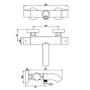 Brauer Edition 5-CE-041-3 opbouw baddouche thermostaatkraan SET 03 chroom