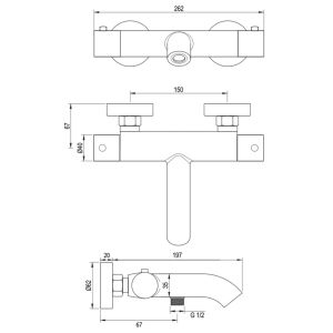 Brauer Edition 5-CE-041-4 opbouw baddouche thermostaatkraan SET 04 chroom