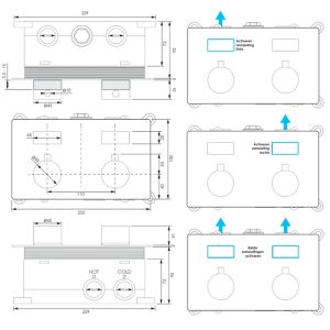 Brauer Edition 5-NG-177 thermostatische inbouw regendouche met drukknoppen SET 66 RVS geborsteld PVD