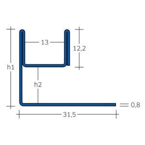 Blanke Aqua Glas 204280B080210 glasprofiel 2100x21x8mm RVS geborsteld