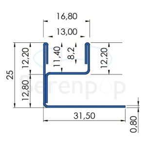 Blanke Aqua Glas 2042856210 glasprofiel 2100x25x12mm mat zwart