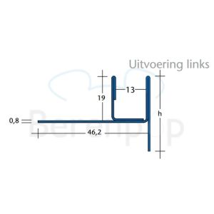 Blanke Aqua Keil Glas 1932856120L glas afsluitprofiel 1200x37mm links mat zwart