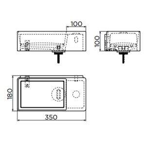 Clou New Flush 3 CL031343002 fontein 35x18cm met vlakke afvoerplaat aluite wit
