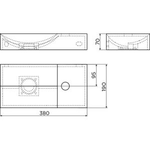 Clou Vale CL030216101R fontein 38x19cm met kraangat rechts mat wit keramiek