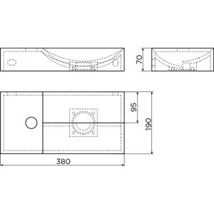 Clou Vale CL030316101L fontein 38x19cm met kraangat links glanzend wit keramiek