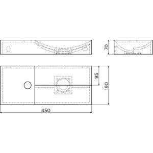 Clou Vale CL030316201L fontein 45x19cm met kraangat links glanzend wit keramiek