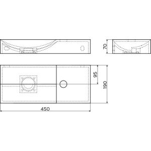Clou Vale CL030316201R fontein 45x19cm met kraangat rechts glanzend wit keramiek