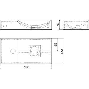 Clou Vale CL0330161L fontein 38x19cm zonder kraangat links mat zwart keramiek