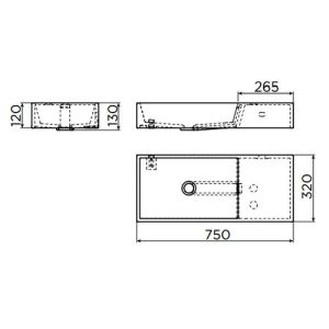 Clou Wash Me CL0213135 wastafel met kranenbank rechts 75x32cm aluite wit