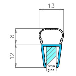 Exa-Lent Universal DS591006 helder doucheprofiel 1 balgje van 8mm (bolletje) 100cm - 6mm