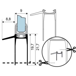 Duka GUMD498-E lang afdichtprofiel 100cm transparant, 8mm