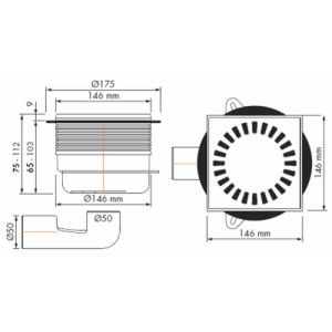 Easy Drain Aqua Brilliant AQUAB15X15 doucheput 15x15cm onder- en zijuitloop