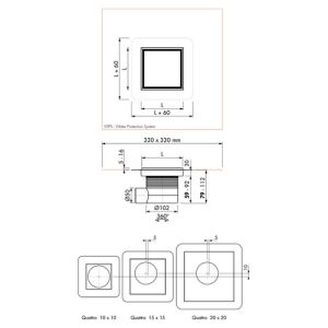 Easy Drain Aqua Jewels Quattro AJQ10X10ZM doucheput 10x10cm zijuitloop